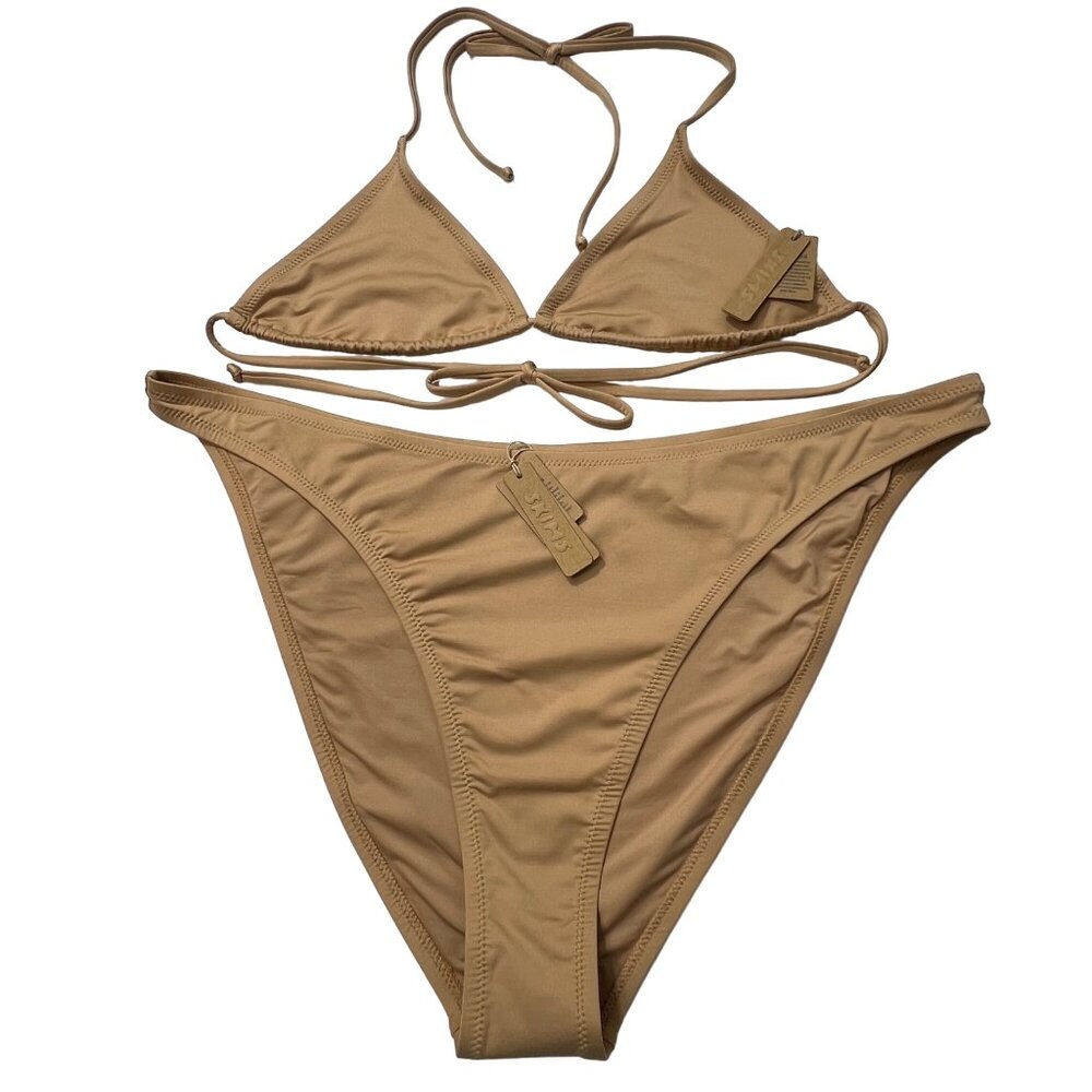 SKIMS Swim Micro Triangle Top + Cheeky Tanga Bottom Bikini Set Ochre 3x